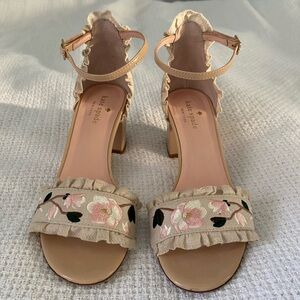 Kate Spade Floral Embroidered Chunky Heels